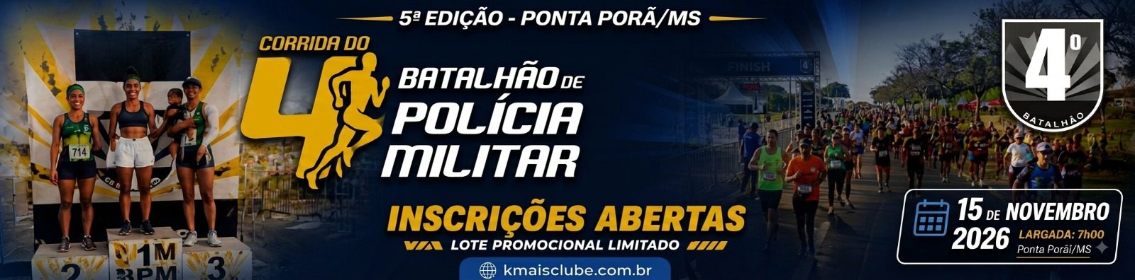 Corrida do 4º BPM terá provas de 5 km e 10 km em Ponta Porã